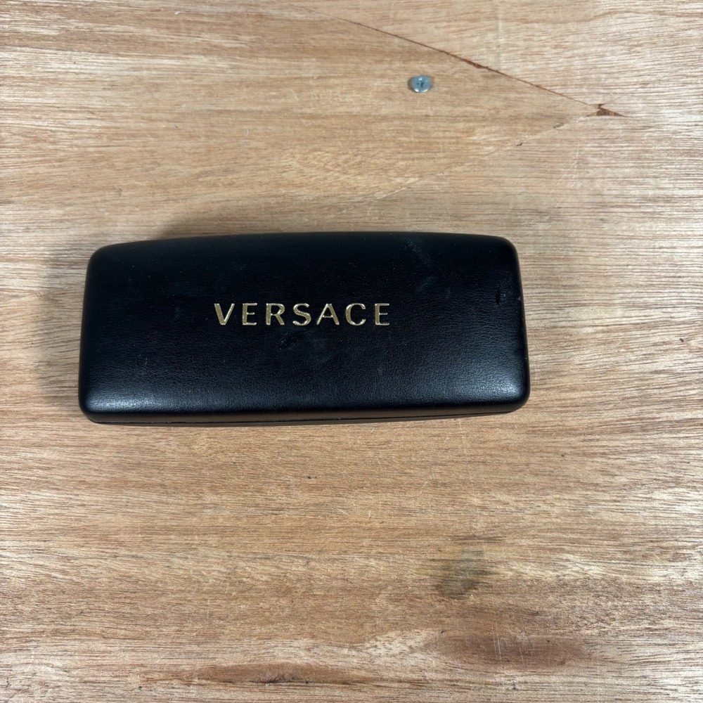 Versace Black Hard Shell Sunglasses Eyeglasses Case Gold Logo Clamshell
